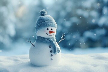 Fototapeta premium Snowman outdoors snowman christmas.