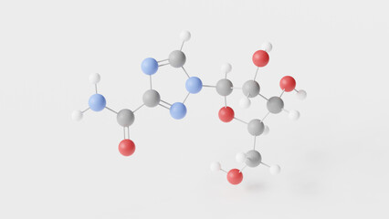 ribavirin molecule 3d, molecular structure, ball and stick model, structural chemical formula antiviral medication