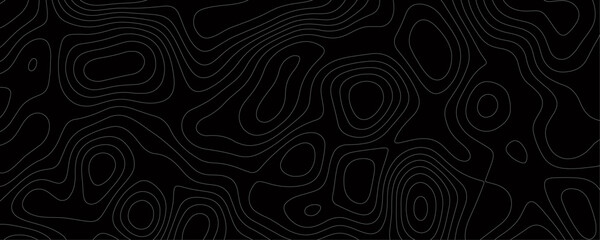 Abstract Vector Cartography Featuring Mountain Relief and Depth Patterns with Dark Contours on a Black Terrain Background
