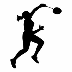 silhouettes of people playing badminton