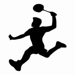 silhouettes of people playing badminton