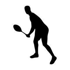 silhouettes of people playing badminton