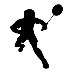 silhouettes of people playing badminton