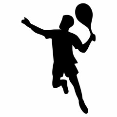 silhouettes of people playing badminton