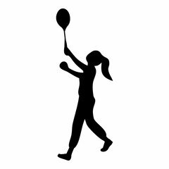 silhouettes of people playing badminton