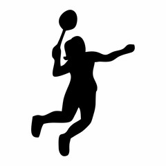 silhouettes of people playing badminton