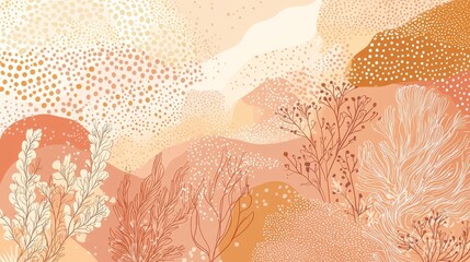 A wallpaper with abstract shapes in natural, earthy colors