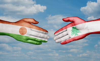 Lebanon and Niger country handshaking with flags, consensus concept international co-operation illustration