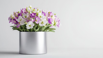 Fototapeta premium Fresh flowers in a modern pot for a stylish decoration
