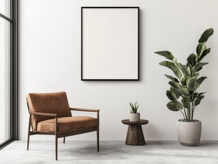 Empty framed canvas for art mockups and illustrations against a minimalistic background