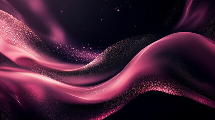 Abstract Flowing Waves with Gold Particles on Black Background