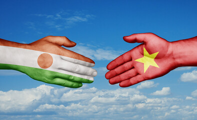 Vietnam and Niger country handshaking with flags, consensus concept international co-operation illustration