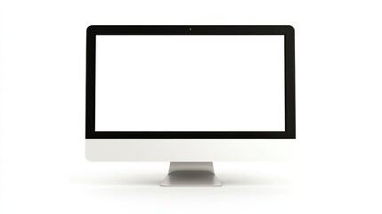 Fototapeta premium A top-down view of a computer with a white screen on a white background, perfect for use in digital and online business presentations.