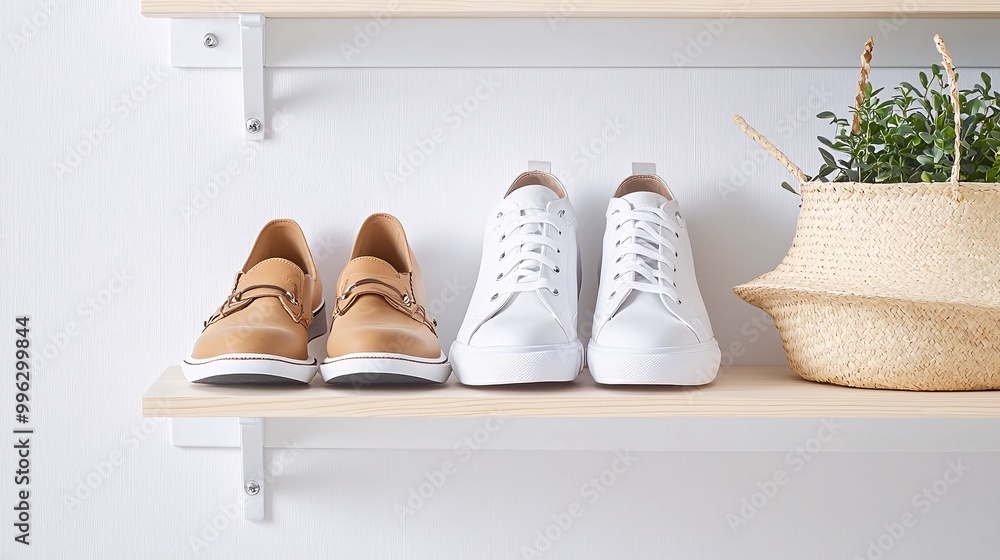 Poster stylish wall-mounted shoe rack - practical space-saving storage solution for small spaces with clutt