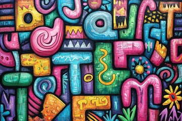 Fototapeta premium Colorful Abstract Graffiti Wall Art