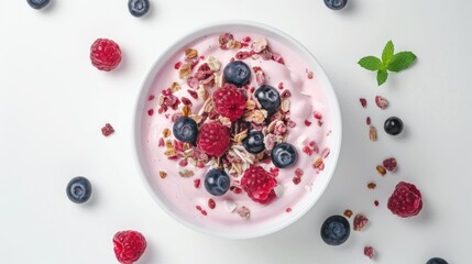 Blueberry fruit yogurt isolated over white background
