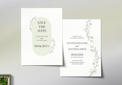 Wedding Save the Date Invitation Card Design Template