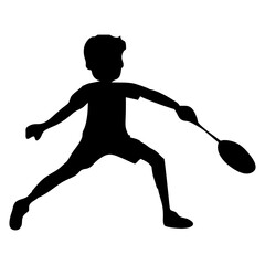 silhouettes of people playing badminton