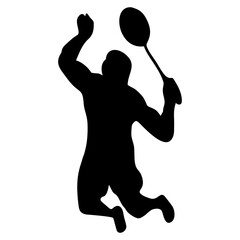 silhouettes of people playing badminton