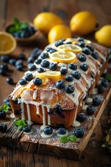 Obraz premium Bread with blueberry on cutting board in kitchen