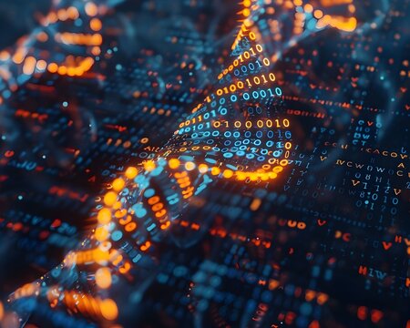 Binary Code Transcribed into DNA Strands Forming Digital Ones and Zeros for Data Storage Concept - Powered by Adobe