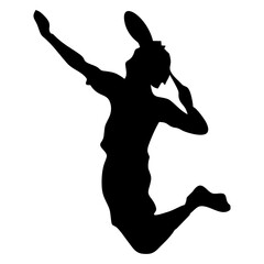 silhouettes of people playing badminton