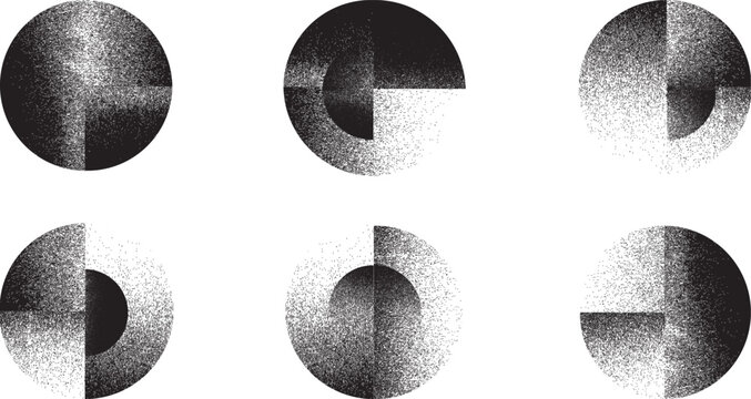 Sprayed black circles set .Graffiti art design . Noise textured circles . Spray effect . Pie chart collection .Art design forms.Distressed element .Rough circle diagram set .Vector 