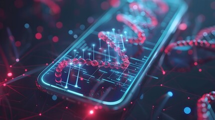 Seamless Connection Between Digital Devices and Genetic Data   DNA Data Storage Concept