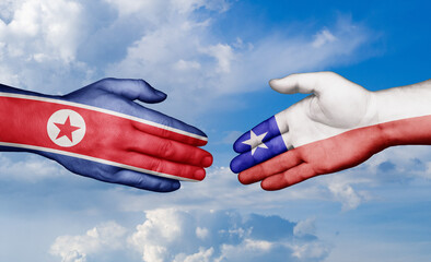 Chile and North Korea country handshaking with flags, consensus concept international co-operation illustration