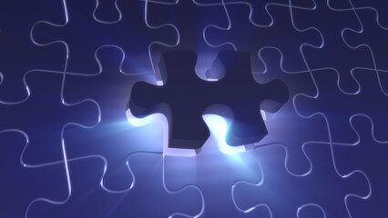 shining bright light Puzzle abstract intro for title logo 3D render background