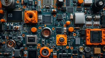 Fototapeta premium Produce a series of infographics illustrating the lifecycle of electronic devices, from manufacturing and distribution to use and disposal, highlighting