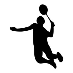 silhouettes of people playing badminton