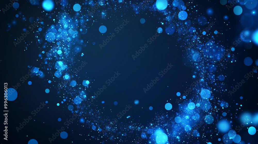 Aufkleber vector abstract blue background with a geometric circular frame, featuring a pattern of dots, partic