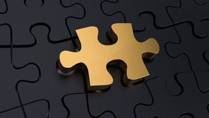 golden bright Puzzle abstract intro for title logo 3D render background