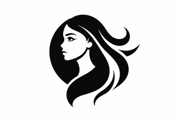  Vector template abstract logo for woman salons and shops.. Portrait of a girl. silhouette black, vector illustration 