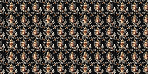 Saint pattern with a religious, revered design. seamless background pattern