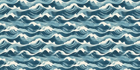Fototapeta premium Sea pattern with a marine, wavy design. seamless background pattern