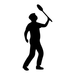 silhouettes of people playing badminton