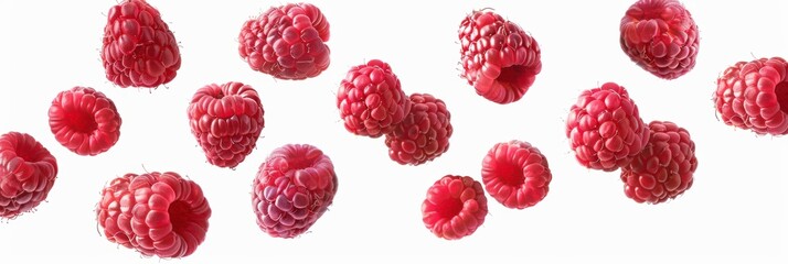 Raspberry closeup view isolated over white background