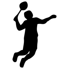 silhouettes of people playing badminton