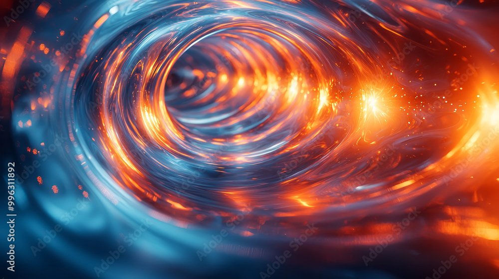 Poster abstract geometric forms rotating in space,