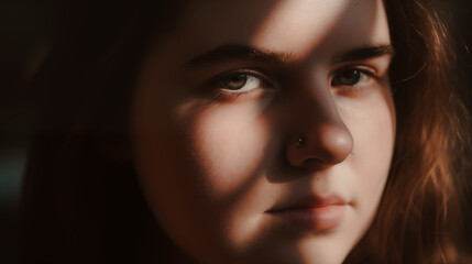 Plus size model, close-up portrait of a young girl