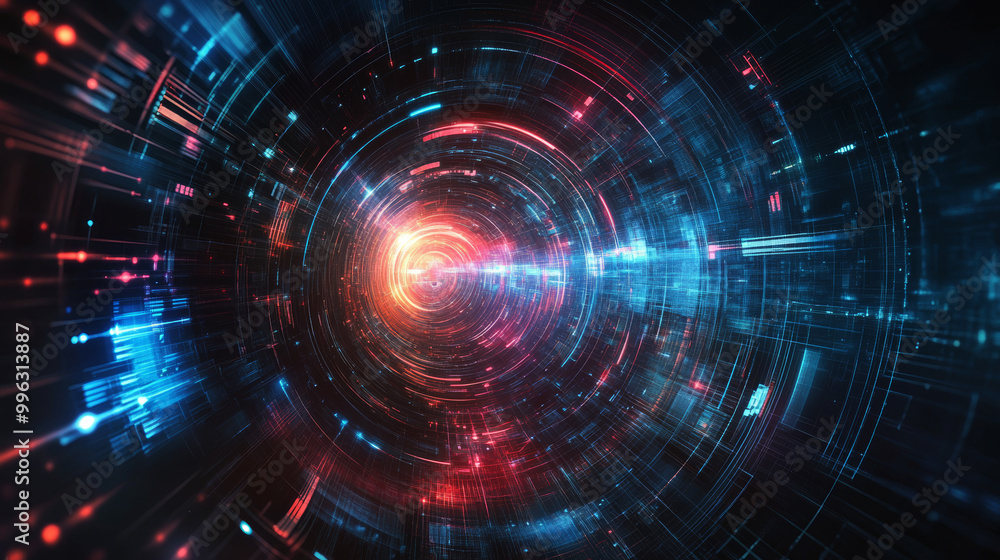 Poster an abstract futuristic background featuring glowing light effects, with smooth gradients and dynamic