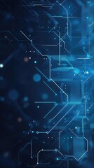 Obraz premium Futuristic abstract background with blue circuit patterns and glowing dots, perfect for technology and digital themes.