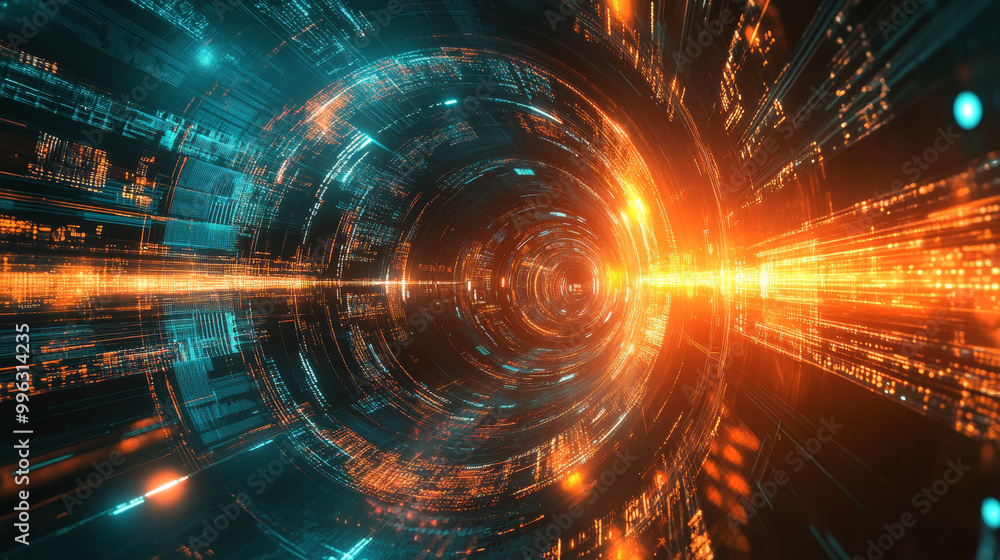 Poster an abstract futuristic background featuring glowing light effects, with smooth gradients and dynamic