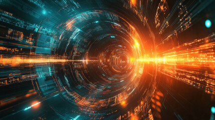 Obraz premium An abstract futuristic background featuring glowing light effects, with smooth gradients and dynamic shapes. This vector illustration evokes a sense of innovation, technology, and modernity, with vibr