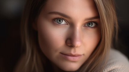 Obraz premium Close-up portrait of a blonde young woman