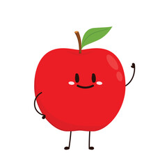 Apple cartoon. Happy apple fruit cute character mascot vector design.