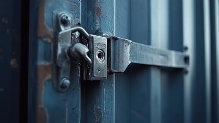 Heavy metal lock securing shipping container door