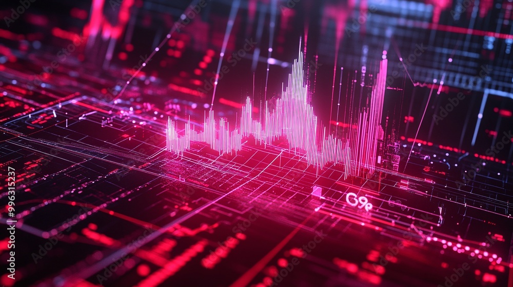 Poster a vibrant digital visualization of data analytics with colorful graphs and network patterns, showcas